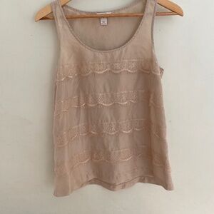 J. Crew | Lace and Shimmer Cotton Neutral Blouse Top